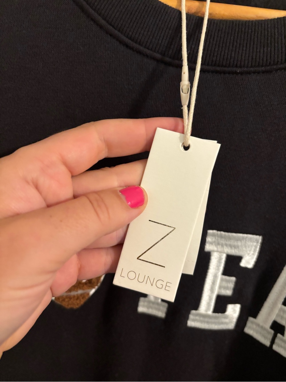 NEW Z SUPPLY Go Team Oversized Pullover Sweatshirt Black White Football Game Day - Picture 6 of 10